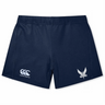 Brunswick Valkyries Women's Yokohama Shorts by EMB Canterbury in navy blue, made from Vapodri fabric and adorned with the CCC logo on the left and a Valkyries logo on the right.
