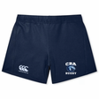 The EMB Canterbury Christian Brothers Academy Rugby Women's Yokohama Shorts feature a "CBA Rugby" and Canterbury logo on the front. Made from durable fabric, these blue shorts offer a comfortable fit for matches and training sessions.