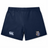 The Malden Catholic Rugby Women's Yokohama Short by EMB Canterbury is a pair of navy blue shorts featuring the Canterbury logo on the left and a shield emblem on the right, crafted with durable Vapodri fabric for ultimate performance.