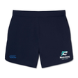 The NC Rugby Academy - Megalodons Women's Elite Woven Short by EMB Canterbury features the academy logo on the right leg and Canterbury branding on the left, making it ideal for intense rugby workouts.