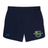 The Kingwood Rugby Women's Elite Woven Short by EMB Canterbury features a colorful embroidered crest and white banner on the right leg, zippered pockets, and a small blue logo on the left—perfect for active days.