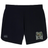 Introducing the EMB Canterbury Lewis County Elks Women’s Elite Woven Short by Canterbury: black athletic gym shorts showcasing a prominent “Lewis County Elks” logo and elk graphic on the right leg, with a small Canterbury logo on the left. Combining performance and style inspired by the classic Canterbury Women’s Elite Woven Short, these training shorts are ideal for active days or team events.