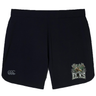 Introducing the EMB Canterbury Lewis County Elks Women’s Elite Woven Short by Canterbury: black athletic gym shorts showcasing a prominent “Lewis County Elks” logo and elk graphic on the right leg, with a small Canterbury logo on the left. Combining performance and style inspired by the classic Canterbury Women’s Elite Woven Short, these training shorts are ideal for active days or team events.