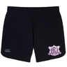 Black Western Carolina University Women’s Elite Woven Short by Canterbury athletic shorts with the Western Carolina Rugby logo on the right leg and a Canterbury logo on the left leg.