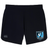 The Minneapolis Mayhem Rugby Women’s Elite Woven Short by Canterbury, from EMB Canterbury, features a black design with a white and blue Minneapolis Mayhem Rugby logo on the right leg and a small CCC logo on the left leg—perfect for both practice sessions and game days.