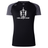Highlanders Rugby NC Women's Elite Training Tee by WRS Canterbury features black and grey short sleeves with "Highlanders Rugby" and a sword and shield logo printed on the front, crafted from lightweight fabric.