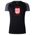 Legion Academy Women’s Elite Training Tee by Canterbury in black and grey, featuring “LEGION SD ACADEMY” printed in red on the chest.