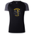 The Spartan Youth Rugby Women's Elite Training Tee by WRS Canterbury is a black and dark gray shirt with "SPARTAN YOUTH RUGBY" and a gold Spartan helmet logo on the chest, made from lightweight breathable fabric—ideal for training.