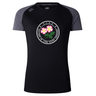 Introducing the Society of Iowa Rugby Referees Women’s Elite Training Tee by Canterbury, from WRS Canterbury. This black and dark gray breathable athletic top features a “Society of Iowa Rugby Referees” logo accented with pink flowers on the chest. Designed for optimal comfort and performance, this elite training tee is a perfect addition to any women’s workout shirt collection.