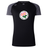 The Society of Iowa Rugby Referees Women’s Elite Training Tee by Canterbury features a black and gray design with a distinctive floral logo on the chest. Crafted by WRS Canterbury as a lightweight, moisture-wicking top, this short-sleeve shirt is perfect for intense training sessions or everyday workout comfort.