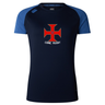 The SF CDME Rugby Women's Elite Training Tee by WRS Canterbury is a navy and blue short-sleeve rugby jersey featuring a red cross emblem and "CDME RUGBY" text on the front. Crafted as a lightweight women's training shirt, it offers moisture-wicking properties for comfort during intense sessions.