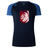 The Montgomery Bucks Griffins Women's Elite Training Tee by WRS Canterbury is a navy and dark blue lightweight shirt with a maroon and white lion crest featuring "MBRFC" on the chest, offering superior moisture wicking for peak performance.