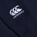 A close-up of a Canterbury Club Crew Sweatshirt in black by Canterbury.