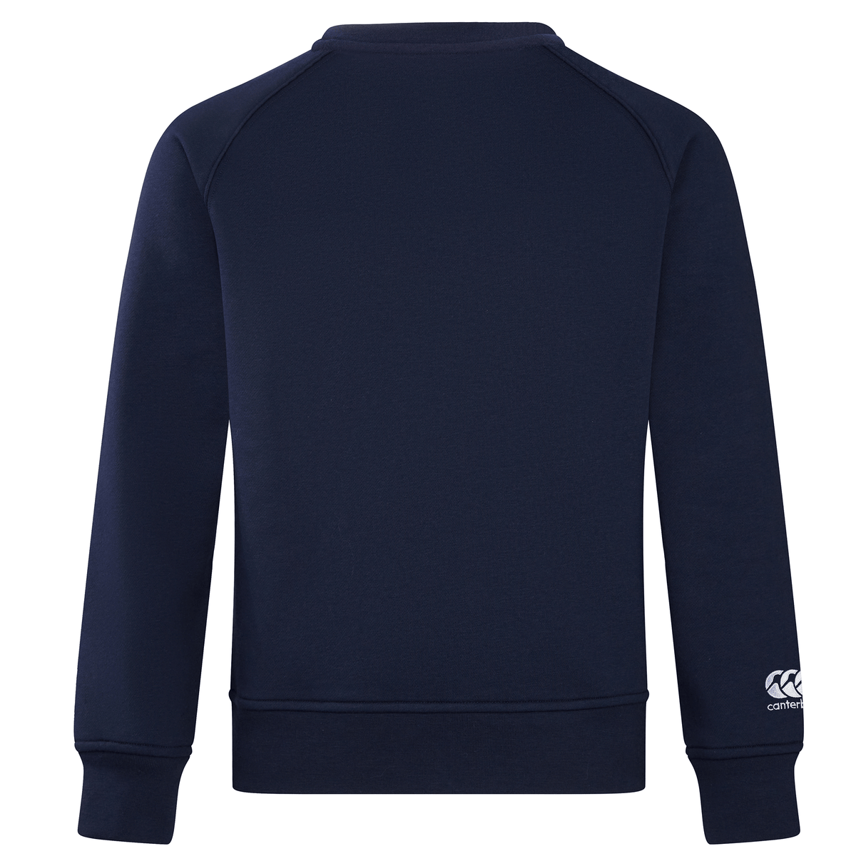 A back view of a Canterbury Club Crew Sweatshirt in blue.
