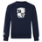 The Rugby Football Club at Christopher Newport University Club Crew Sweatshirt by WRS Canterbury in navy blue boasts ultra-soft fabric and a white emblem on the front, featuring a shield, text, and decorative elements. An embroidered logo on the sleeve enhances its cozy appeal with a distinctive touch.