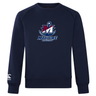 Ultra soft navy blue SUNY Maritime Men’s Rugby Club Crew Sweatshirt by Canterbury featuring a “Maritime Rugby” logo with an anchor and letter M on the chest.