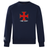 Introducing the SF CDME Rugby Club Crew Sweatshirt by Canterbury—a navy crewneck sweatshirt from WRS Canterbury. This ultra-soft piece features a distinctive red and white cross emblem and "CDME RUGBY" text on the chest, complemented by an embroidered CCC logo on the left sleeve. Part of the Canterbury Club Crew Sweatshirt collection, it offers both supreme comfort and timeless rugby style.