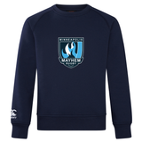 The Minneapolis Mayhem Rugby Club Crew Sweatshirt by Canterbury from WRS Canterbury features a navy blue ultra-soft sweatshirt fabric, a bold “Minneapolis Mayhem Rugby” logo across the chest, and an embroidered CCC logo on the left sleeve.