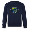 The Kingwood Rugby Club Crew Sweatshirt by Canterbury features a "Kingwood Rugby" crest with shield and banner, embroidered CCC logo on the left sleeve, and is made from ultra-soft fabric for comfort. Brand: WRS Canterbury.