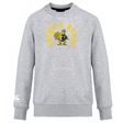 The Trinity College Club Crew Sweatshirt by WRS Canterbury is an ultra-soft gray sweatshirt featuring a yellow and blue "Trinity Rugby" logo with a central rooster illustration. It also includes an embroidered CCC logo, offering both comfort and style for rugby enthusiasts.