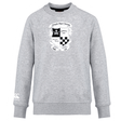 Gray crewneck WRS Canterbury Canterbury Club sweatshirt with a black and white graphic crest on the front and a logo on the left sleeve.