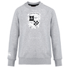 Gray crewneck WRS Canterbury Canterbury Club sweatshirt with a black and white graphic crest on the front and a logo on the left sleeve.