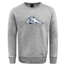 Gray University of New Hampshire Club Crew Sweatshirt by Canterbury featuring a graphic of a crouching wildcat above the text “UNH RUGBY.”