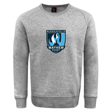 The Minneapolis Mayhem Rugby Club Crew Sweatshirt by Canterbury features the team logo in blue, white, and black on the front center. Made by WRS Canterbury, this ultra-soft gray sweatshirt includes an embroidered CCC logo, providing both comfort and classic rugby style.