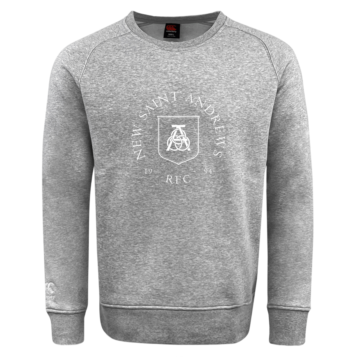 The New Saint Andrews College Club Crew Sweatshirt by Canterbury features “New Saint Andrews RFC 1994” and a white crest on the front. Made by WRS Canterbury, this ultra soft sweatshirt includes an embroidered CCC logo for classic rugby style and comfort.