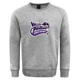 The Valley Panthers Girls Rugby Club Crew Sweatshirt by Canterbury from WRS Canterbury is an ultra-soft gray sweatshirt featuring a purple “Valley Panthers Girls Rugby” logo with a panther graphic on the chest. It also includes an embroidered CCC logo, adding a classic, high-quality touch.
