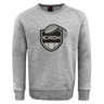 Grey ICRON Club Crew Sweatshirt by Canterbury featuring a black and white shield emblem with a rugby ball and the text “ICRON” on the chest.