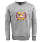 The Potomac Exiles Rugby Club Club Crew Sweatshirt by Canterbury—crafted by WRS Canterbury—features a gray design with a front crest displaying the Maryland and Washington, D.C. flags, a laurel wreath, and "2014." This ultra-soft sweatshirt blends timeless style with cozy comfort for everyday wear.