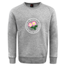 The Society of Iowa Rugby Referees Club Crew Sweatshirt by Canterbury from WRS Canterbury is a gray crew sweatshirt with an ultra-soft feel, featuring a circular emblem adorned with pink flowers and green leaves labeled “Society of Iowa Rugby Referees,” and finished with an embroidered CCC logo for a classic touch.
