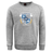 The Milwaukee Barbarians Rugby Club Crew Sweatshirt by Canterbury features a soft gray design, a crest with fleur-de-lis, hammer, rugby ball, ram, blue shield with text, plus an embroidered CCC logo. Brand: WRS Canterbury.