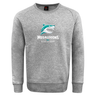 The NC Rugby Academy - Megalodons Club Crew Sweatshirt by WRS Canterbury is a heather gray crew featuring ultra soft fabric, a shark logo and "Megalodons Rugby Academy" print on the front, plus an embroidered CCC logo for classic style.