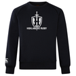 A black Highlanders Rugby NC Club Crew Sweatshirt by WRS Canterbury, featuring the "Highlanders Rugby" logo with a sword and shield on the chest and a small embroidered CCC logo on the left sleeve.