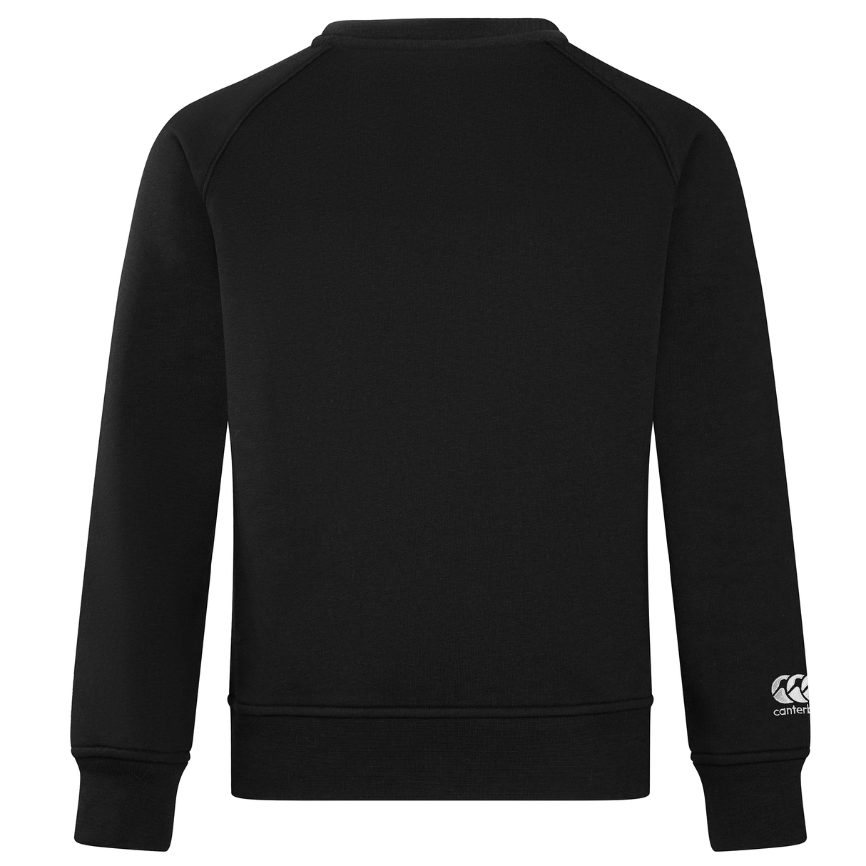 A Canterbury Club Crew Sweatshirt with white text on it.