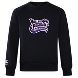 The Valley Panthers Girls Rugby Club Crew Sweatshirt by Canterbury, from WRS Canterbury, features the “Valley Panthers Girls Rugby” logo in purple and white on the chest and an embroidered CCC logo on the left sleeve. This ultra-soft sweatshirt offers a comfortable and stylish way to show off your team pride.