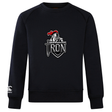 The Birmingham Iron Women's Football Club Crew Sweatshirt by WRS Canterbury features a black design with a knight helmet and sword logo on the chest, ultra-soft feel, and a small embroidered Canterbury logo on the sleeve.