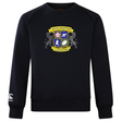 The Winchester Cannons Club Crew Sweatshirt by WRS Canterbury is a navy blue ultra-soft sweatshirt with a multicolored crest on the front and an embroidered CCC logo on the left sleeve, combining comfort and style.