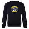 The Winchester Cannons Club Crew Sweatshirt by WRS Canterbury is a navy blue ultra-soft sweatshirt with a multicolored crest on the front and an embroidered CCC logo on the left sleeve, combining comfort and style.