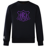 Ultra soft navy blue Western Carolina University Club Crew Sweatshirt by Canterbury featuring a purple Western Carolina Rugby emblem on the chest and a white logo on the right sleeve.