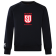 Navy blue Legion Academy Club Crew Sweatshirt by Canterbury featuring a red shield logo with “LEGION SD ACADEMY” on the chest and an embroidered CCC logo on the right cuff.