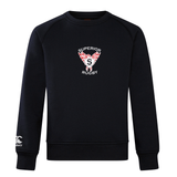 The Superior Rugby Club Club Crew Sweatshirt by WRS Canterbury is a black crew with "Superior Rugby" and a winged "S" on the chest, ultra-soft fabric, and an embroidered CCC logo on the left sleeve.