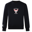 The Superior Rugby Club Crew Sweatshirt by WRS Canterbury is a black ultra-soft sweatshirt featuring "Superior Rugby" with a winged "S" on the chest and a small embroidered Canterbury logo on the sleeve, blending classic style and premium comfort.