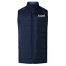 The EMB Canterbury USA Para Powerlifting Elite Microlite Gilet is a sleeveless navy blue vest with front zipper, lightweight padding, and the "USA Para Powerlifting" logo on the left chest for style and comfort.