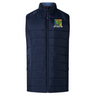 Navy blue Takoma Touch Rugby Elite Microlite Gilet by Canterbury with a full-length zipper and a Takoma TRFC rooster emblem on the chest.