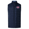 The EMB Canterbury Nebraska Rugby Referee Society Elite Microlite Gilet features a navy design, front zipper, left chest logo, and lightweight insulation for comfort and style on cooler days.