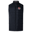 The Southern Pines Youth Rugby Elite Microlite Gilet by EMB Canterbury is a sleeveless dark navy piece with insulated baffles, featuring a high collar and a shield emblem with "S" and "P" on the upper left side for women.