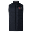 Introducing the Santa Rosa Youth Rugby Elite Microlite Gilet by Canterbury—a black, quilted lightweight padded vest featuring a front zipper and stand-up collar. The left chest is embroidered with the “Santa Rosa Youth Rugby” logo and a red rose. Created by EMB Canterbury, this insulated gilet delivers both comfort and style, ideal for cool weather on or off the field.